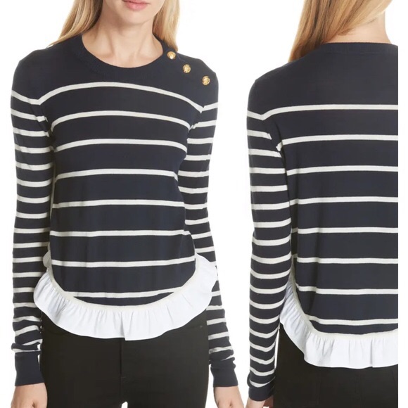 Veronica Beard Ollie Ruffle Hem Sweater